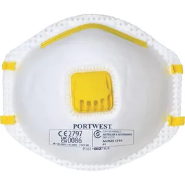 PORTWEST Schachtel mit 10 Ffp1-atemschutzmasken Mit Ventil, Weiß