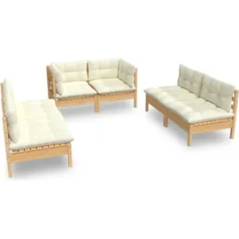 vidaXL Garten-Lounge-Set 6-tlg. creme Kiefer