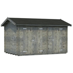 PALMAKO Blockbohlenhaus »Jari«, Holz, BxHxT: 440 x 251 x 286 cm (Außenmaße inkl. Dachüberstand) - grau