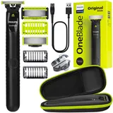 NEU Philips OneBlade QP1424/10 Rasierer + QP610 Klinge (Kappen+Klinge) + Etui