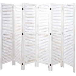 Paravent MCW-G30, Trennwand Sichtschutz Raumteiler, Shabby-Look 170x240cm ~ weiß