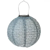 MARELIDA LED Solar Lampion mit Blumenmuster blau 25cm Party