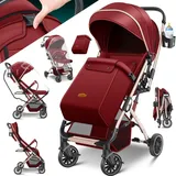 Kidiz KIDIZ® Kinderwagen Kinderbuggy klappbar Liegebuggy Sportwagen Faltbar 360° Räder 5-Punkt Gurt Inkl. Fußsack, Getränkehalter, Regenabdeckung & Moskitonetz verstellbare Rückenlehne &