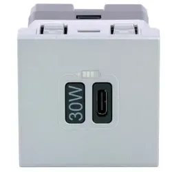 Legrand 079385L Mosaic USB Typ-C Ladesteckdose 2-modulig, Ladeleistung 30 W Farbe: Aluminium 0 0 1