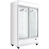 vaiotec TOPLINE 900 Getränkekühlschrank, Weiß, 2 Flügeltüren, 870 Liter, Umluftkühlung, Leuchtaufsatz, BTH 1090 x 742 x 2180 mm