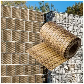 nyvi Sichtschutzstreifen 255 x 19 cm Braun und Beige Polyrattan 6 St.