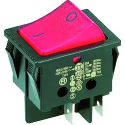 Einbau-Ausschalter 2p 16A Wippe rt Kontrolle