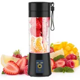 HUGERSTONE Smoothie-Maker Smoothie Maker, Mini Standmixer Tragbar mit 6 Edelstahlklingen, 150,00 W, USB Portable Blender Elektrisch 300ml Bottle, Mixer Shaker schwarz