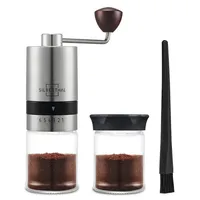 SILBERTHAL Kaffeemühle Manuell Kegelmahlwerk aus Edelstahl - Verstellbarer Mahlgrad von Espresso bis French Press - Handmühle aus Edelstahl und Glas - Ideal für Camping, Outdoor & Unterwegs