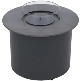 Mendler Poly-Rattan Garnitur HWC-P80, Lounge-Set Garten Stuhl, Tischkamin Bioethanol-Fire-Pit Alu Stoff 220g/m2 ~ dunkelgrau