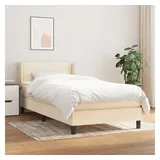 vidaXL Boxspringbett mit Matratze Creme 90x200 cm Stoff