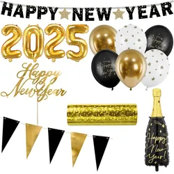 Partyset Silvester 2025 Dekoration Silvesterparty gold schwarz Party Set