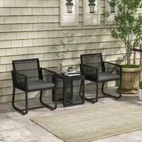 Outsunny Rattan Set 3-tlg. Schwarz