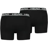Head Herren Boxershort 2er Pack - Basic, Baumwoll Stretch, einfarbig Schwarz L