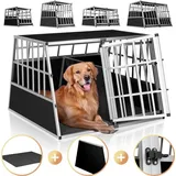 Cadoca® Hundetransportbox Aluminium Hundebox Kofferraum robust verschließbar trapezförmig XXL 97x90x70cm Alu