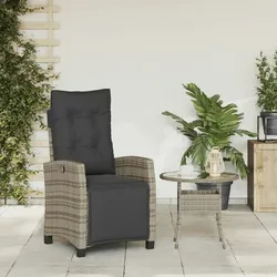 vidaXL Gartensessel mit Fußteil Verstellbar Grau Poly Rattan