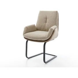 DeLife Schwingstuhl Clea-Flex Freischwinger flach Schwarz Materialmix Schlamm