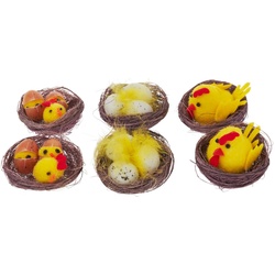VBS Dekofigur Osternest (6 St), 6er-Set 5 cm gelb