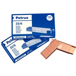 Heftklammern Petrus 22/6 (x1000) verkupfert. Packung mit 25 Stück