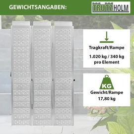 Baumarktplus DREIBREIT by TRUTZHOLM 2-fach Auffahrrampe klappbar 175 cm 1020 kg Alu grau gelocht Verladerampe