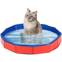 Faltbar Hundepool, Hundepool Schwimmbad für Hunde und Katzen,PVC rutschfeste Schwimmbecken ​mit Wasserablassventil für Hunde Katze, Kleine Haustiere, Kinder Badewanne (50 * 8 cm)