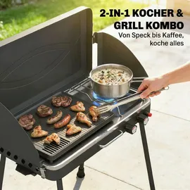 Outsunny Tragbarer Gasgrill 2 Brenner schwarz
