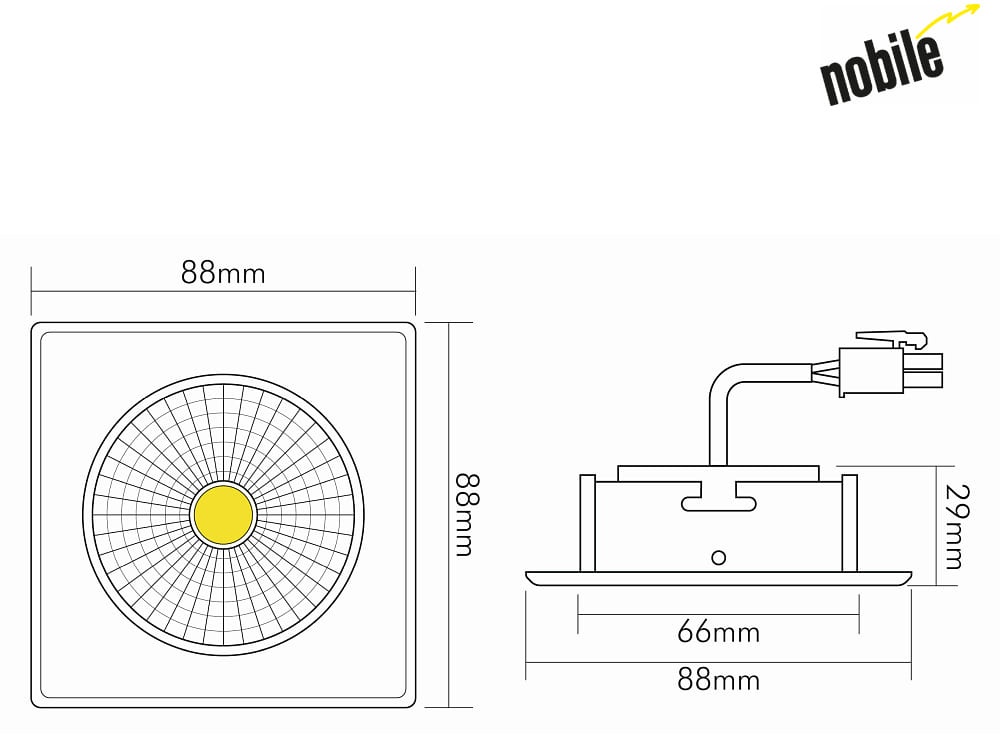 nobilé LED Downlight 5068Q ECO FLAT BIO Einbauspot, 7,5W, 3000K, 38°, schwarz matt NO-1858070323