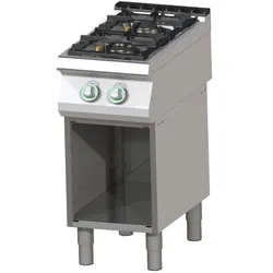 A&S polarny Gas-Kochfeld Standgerät Edelstahl 2 Herdplatten 12kw 400x730x900mm Pilotflamme
