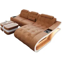 Sofa Dreams Ecksofa Stoff Sofa Polster Couch Elegante S - L Form Samt Stoffsofa, wahlweise mit Bettfunktion braun