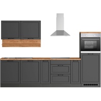 Kochstation Küche »KS-Lana«, 300 cm breit, wahlweise mit oder ohne E-Geräte, grau