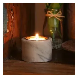 MARELIDA Teelichthalter Marmor Kerzenständer f. Teelichter o. LED Teelichter H: 4cm rosa