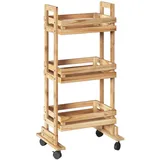 5five simply smart Servierwagen mit rollen 3 etagen aus holz cagette - 5five