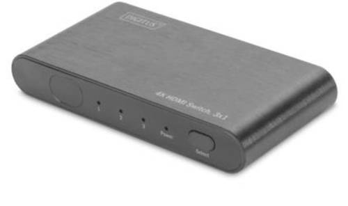 Digitus DS-45316 3 Port HDMI-Switch Metallgehäuse, Ultra HD-fähig, mit Aluminiumgehäuse, LED-Anze