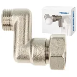 tecuro S-Anschluss Heizkörper 30 mm Höhenausgleich mit Eurokonus DN 15 AG x DN 20 Überwurfmutter Messing vernickelt