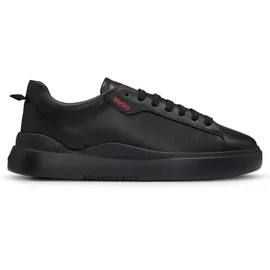 Hugo Herren Blake Tenn Ledersneakers mit rotem Logo Schwarz005 43