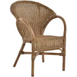 Rattan-Sessel Rattanstuhl Armlehne Clubsessel Wintergartensessel (Hell Braun)