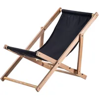 Kadax Liegestuhl, Strandstuhl aus Holz, Sonnenliege bis 120kg, Schwarz