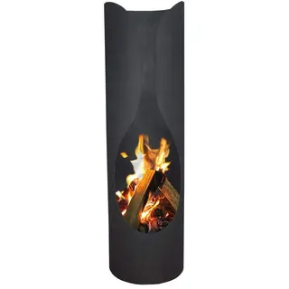 Ben&Camilla Feuerkorb Gartenkamin Masaya in Schwarzem Stahl 120 x Ø 35 cm | extra robust & rostfrei | Feuerschale Terrassenofen Gartenofen Feuerstelle Feuersäule Feuerskulptur