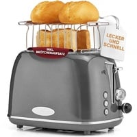 ProfiCook Toaster im stilvollen Vintage-Design - 2 Scheiben mit Wide-Slot (extra breite Toastschlitze) und massivem Metallgehäuse - Retro Toaster ...