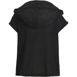 LASCANA Strandshirt "aus sommerlichem Waffelstrick", Damen, Gr. 36/38, blau (schwarz), Strick, Obermaterial: 64% Polyester, 34% Viskose, 2% Elasthan, leicht transparent, unifarben, lässig geschnitten normal, V-Ausschnitt, Shirts, mit Kapuze und Knopfleiste