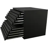 Schrank & Stuhl Planschrank – Grafikschrank mit 10 Schüben für DIN A1 Formate, Flachablageschrank in Tiefschwarz (RAL 9005), Lieferung komplett montiert, 102 x 113 x 83 cm