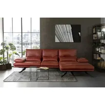 KAWOLA Sofa FENICE Ecksofa Leder Recamiere rechts burgunderrot