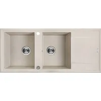 Laveo BADLAND Granitspüle Doppelbecken MEGALO 50x116 Beige mit langer