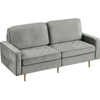 Yaheetech 2-Sitzer Sofa, Samt-Sofa mit Metallbeinen 2er Gästesofa Polstersofa Schlafcouch für kleine Räume/Wohnzimmer/Schlafzimmer/Gästezimmer Grau