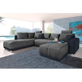 Jockenhöfer GRUPPE "Orlando U-Form, B: 337 cm", schwarz, B:337cm H:69cm T:180cm, Struktur Farbe petrol: 87% Polyester, 13% Polyacryl;Struktur Farbe greige: 45% Polyacryl, 35% Polyester, 20% Baumwolle;Luxus-Microfaser ALCATOP (100% Polyester) / Struktur