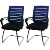 Mendler 2er-Set Konferenzstuhl HWC-K51 Polyester blau