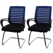 Mendler 2er-Set Konferenzstuhl HWC-K51 Polyester blau