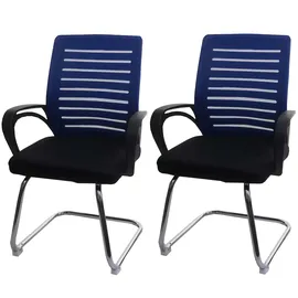 Mendler 2er-Set Konferenzstuhl HWC-K51 Polyester blau
