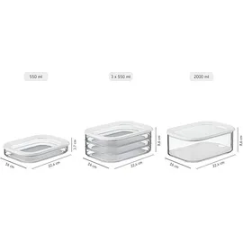 Mepal Modula Aufschnittdose 3-lagig nordic black 1650 ml 3-teiliges Set