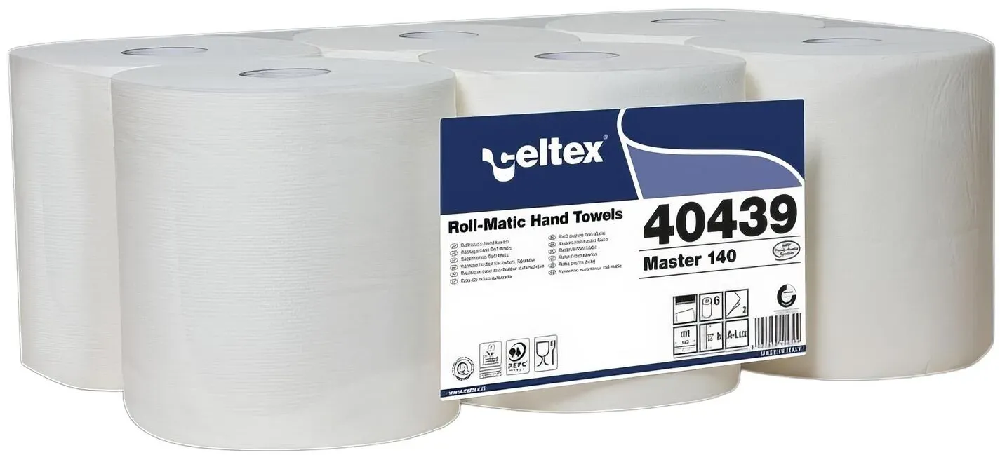 Rollenhandtuch weiss 2-lagig 6 Rollen á 140m, 20 cm breit
